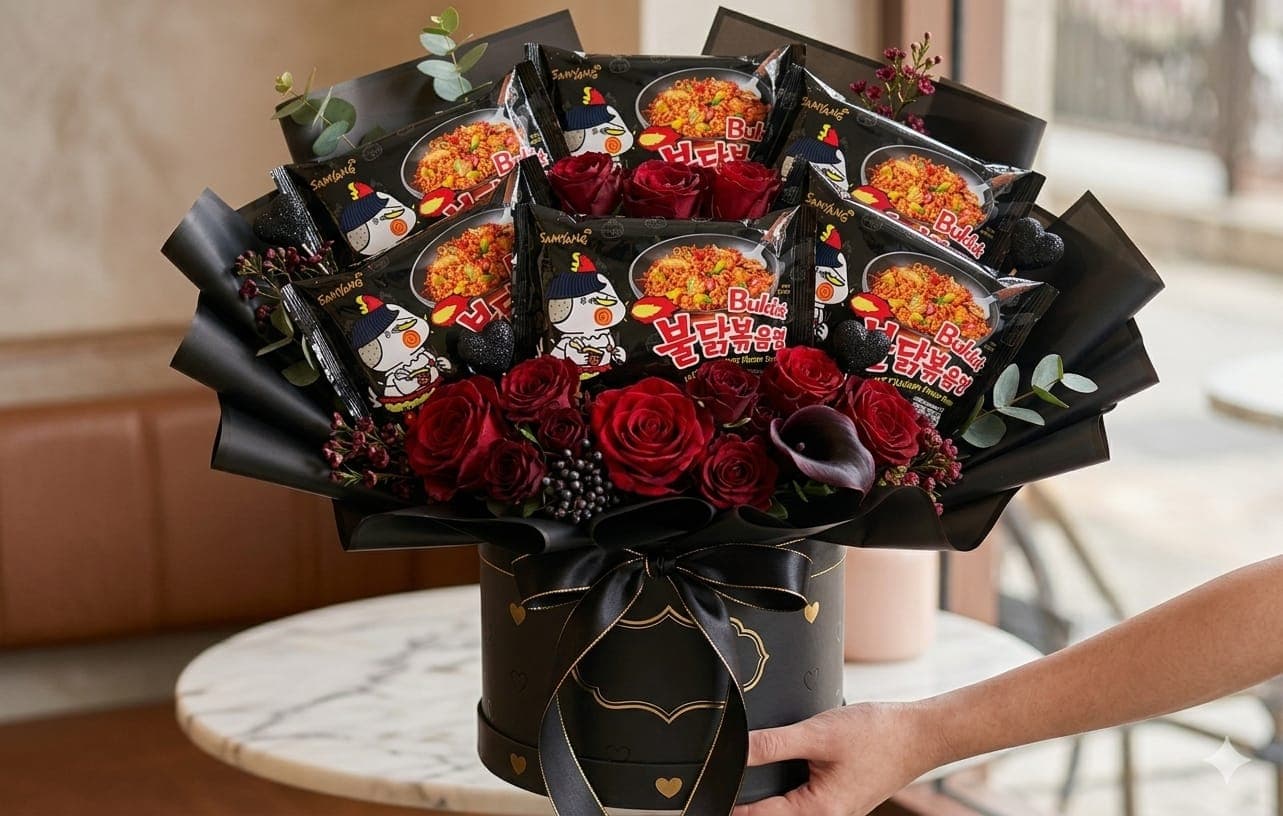 Buldak Hot Chicken Rose Bouquet