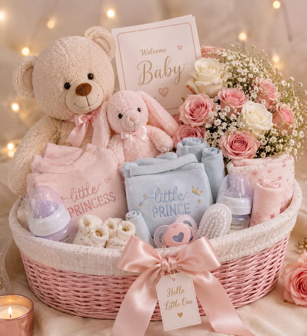 Welcome Baby Twin Basket